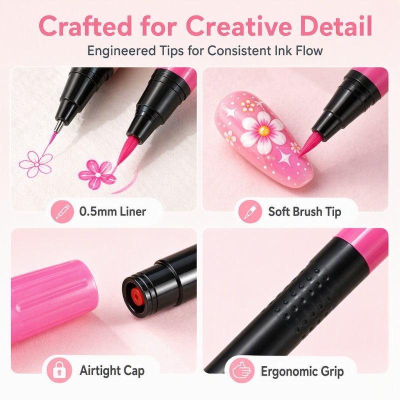⏳⏳LAST DAY SALE 💕🎁 24 Colors Dual Ended Nail Art Pens Set – Creative, Salon‑Quality, Easy DIY ✨