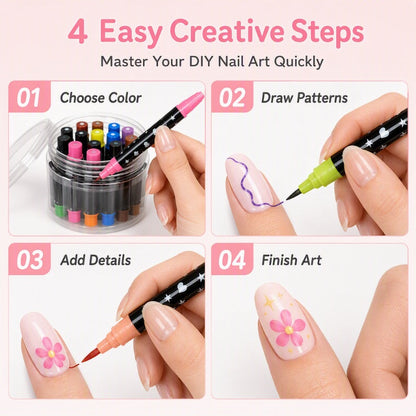 ⏳⏳LAST DAY SALE 💕🎁 24 Colors Dual Ended Nail Art Pens Set – Creative, Salon‑Quality, Easy DIY ✨