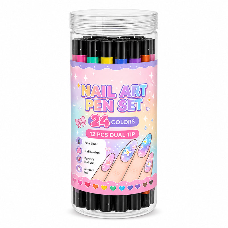 ⏳⏳LAST DAY SALE 💕🎁 24 Colors Dual Ended Nail Art Pens Set – Creative, Salon‑Quality, Easy DIY ✨