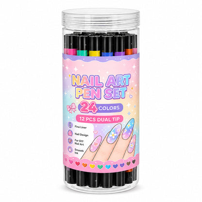 ⏳⏳LAST DAY SALE 💕🎁 24 Colors Dual Ended Nail Art Pens Set – Creative, Salon‑Quality, Easy DIY ✨